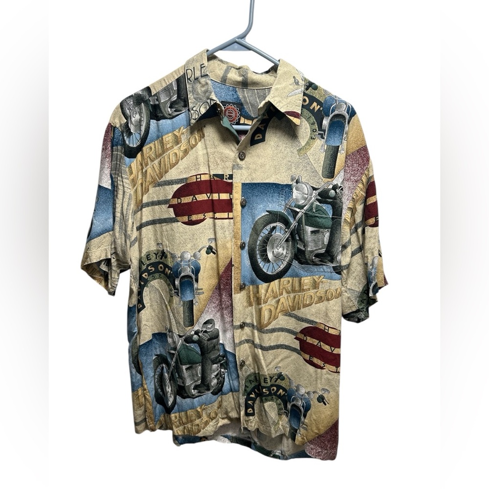 Vintage Harley-Davidson Motorcycle Print Shirt